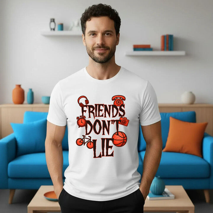 Friends don't lie- pro fanoušky seriálu Stranger Things - pánské tričko s potiskem