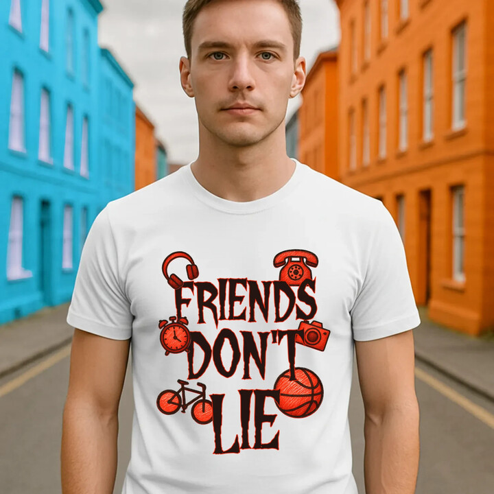 Friends don't lie- pro fanoušky seriálu Stranger Things - pánské tričko s potiskem