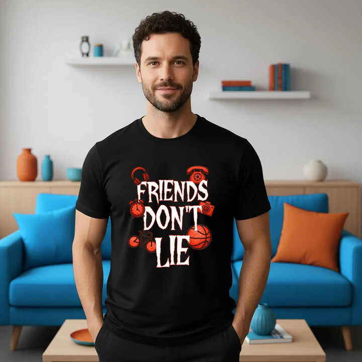 Friends don't lie- pro fanoušky seriálu Stranger Things - pánské tričko s potiskem