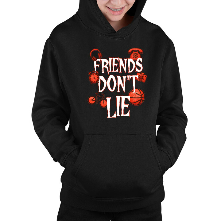 Friends don't lie- pro fanoušky seriálu Stranger Things - dětská mikina s kapucí