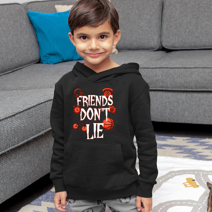 Friends don't lie- pro fanoušky seriálu Stranger Things - dětská mikina s kapucí