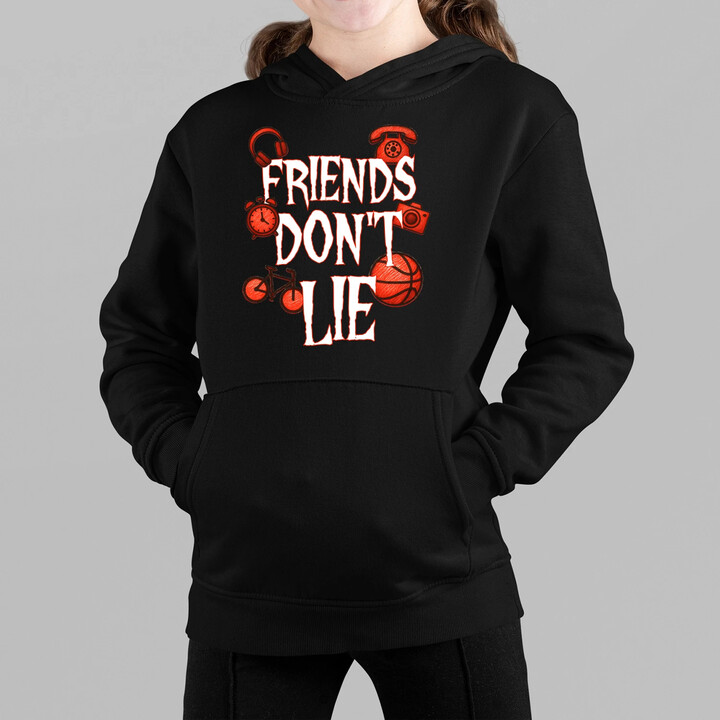 Friends don't lie- pro fanoušky seriálu Stranger Things - dětská mikina s kapucí