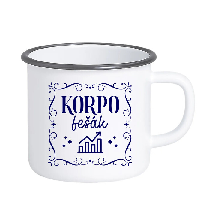 Korpo fešák - keramický smaltovaný hrneček s potiskem