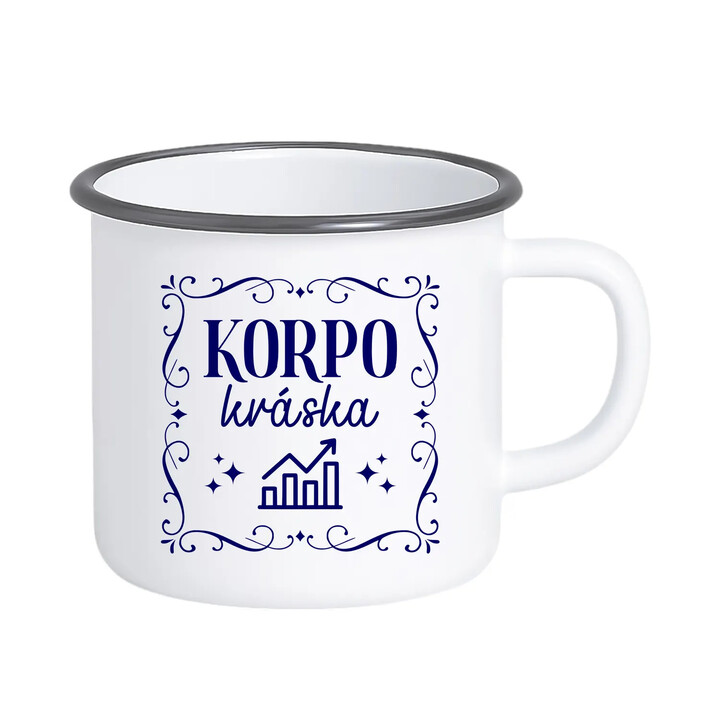 Korpo kráska - keramický smaltovaný hrneček s potiskem