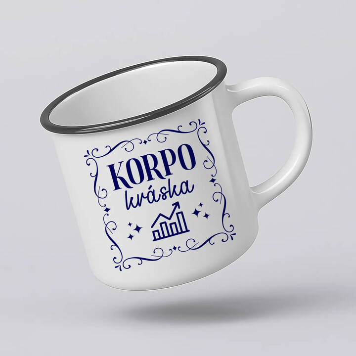 Korpo kráska - keramický smaltovaný hrneček s potiskem