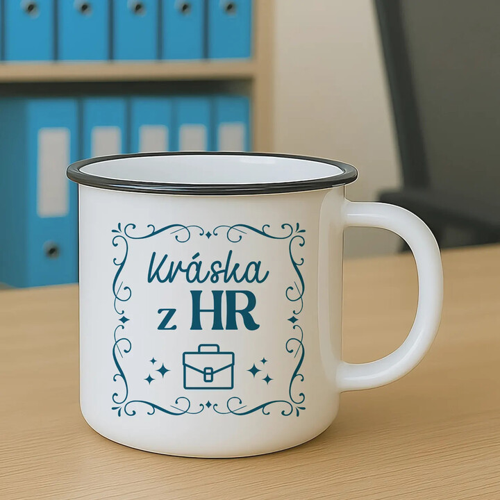 Kráska z HR - keramický smaltovaný hrneček s potiskem