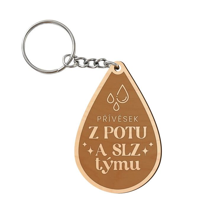 Přívěsek z potu a slz týmu - klíčenka s gravírováním