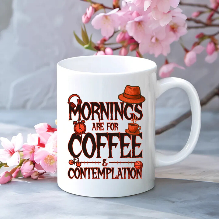 Mornings are for coffee and contemplation - pro fanoušky seriálu Stranger Things - hrnek s potiskem