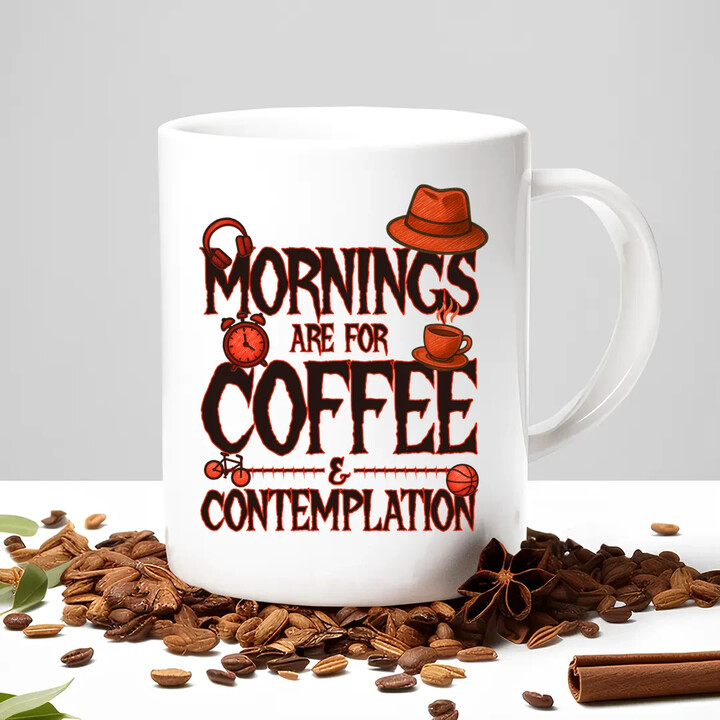 Mornings are for coffee and contemplation - pro fanoušky seriálu Stranger Things - hrnek s potiskem