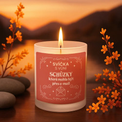 Svíčka s vůní schůzky, která mohla být přes e-mail - vonná svíce s potiskem