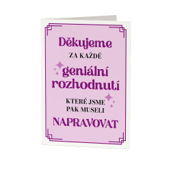 Děkujeme za každé geniální rozhodnutí - blahopřání k dárku