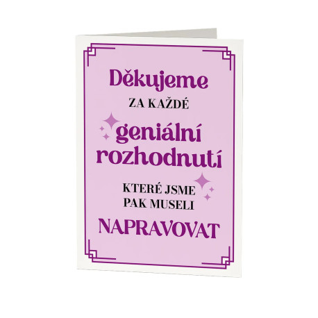 Děkujeme za každé geniální rozhodnutí - blahopřání k dárku