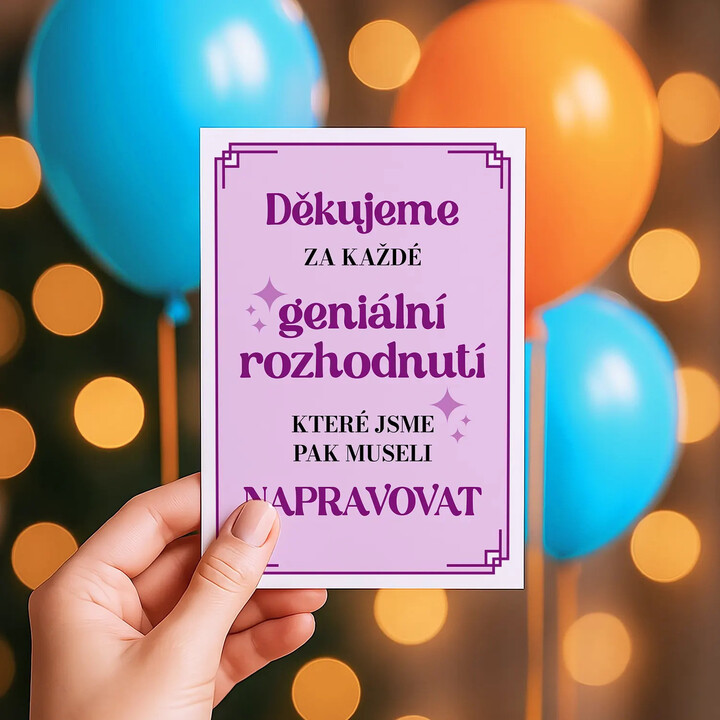Děkujeme za každé geniální rozhodnutí - blahopřání k dárku