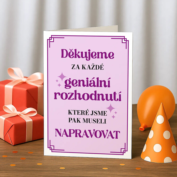Děkujeme za každé geniální rozhodnutí - blahopřání k dárku