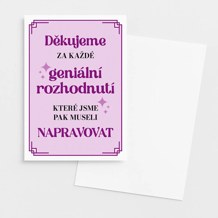 Děkujeme za každé geniální rozhodnutí - blahopřání k dárku