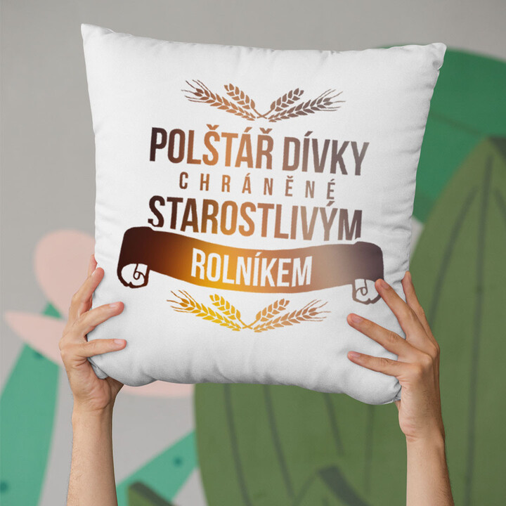 Polštář dívky chráněné starostlivým rolníkem - polštář s potiskem