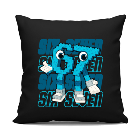 Six seven 67 - Italian Brainrot  - černý polštář s potiskem