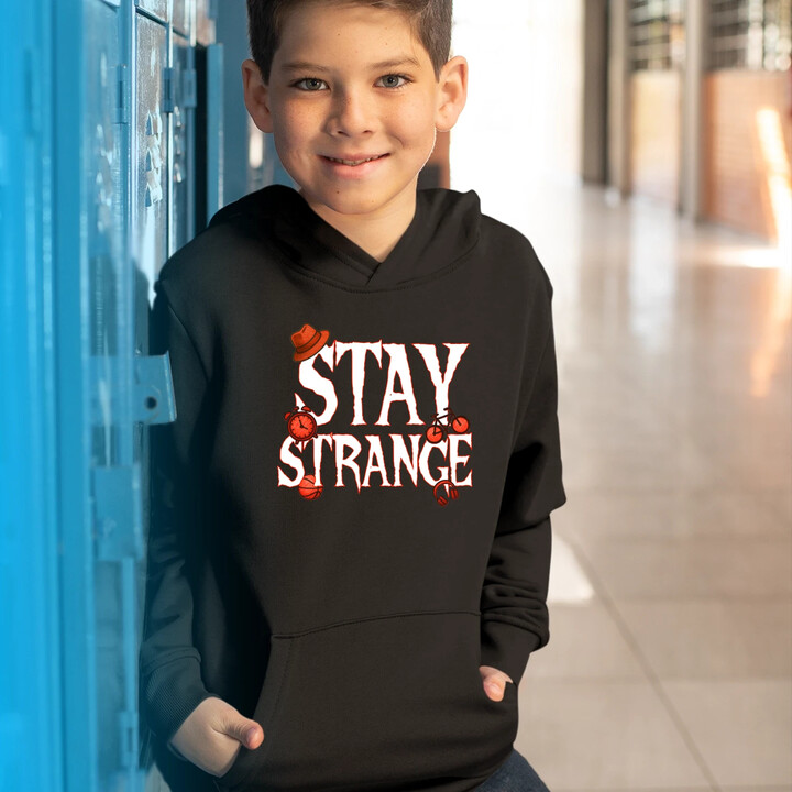 Stay strange - pro fanoušky seriálu Stranger Things - dětská mikina s kapucí