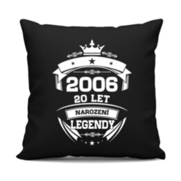 2006 Narození legendy 20 let - černý polštář s potiskem