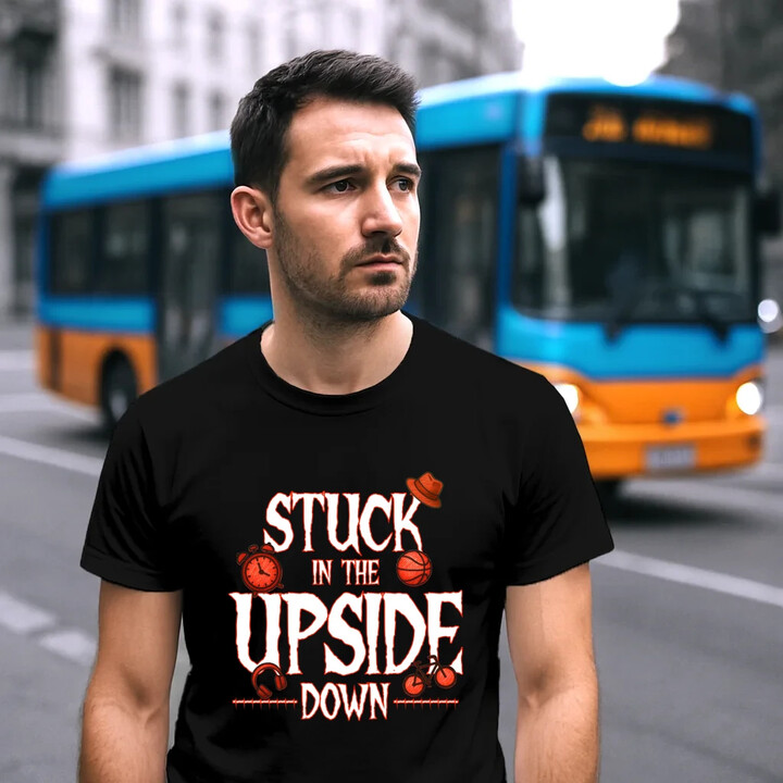 Stuck in the upside down - pro fanoušky seriálu Stranger Things - pánské tričko s potiskem