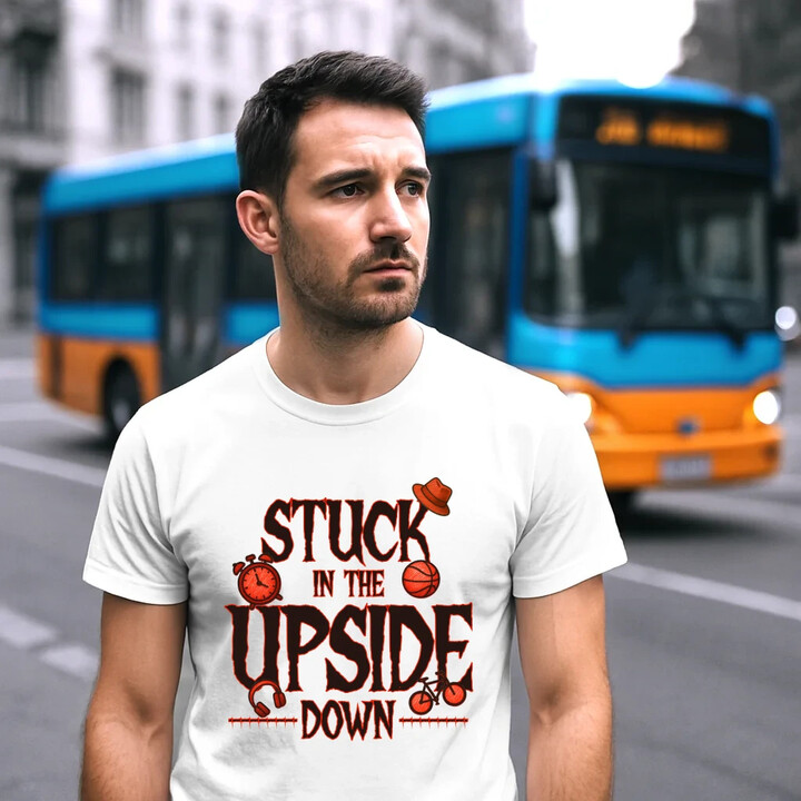 Stuck in the upside down - pro fanoušky seriálu Stranger Things - pánské tričko s potiskem