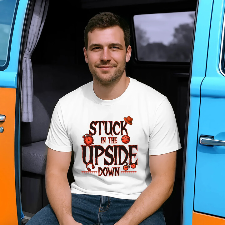 Stuck in the upside down - pro fanoušky seriálu Stranger Things - pánské tričko s potiskem
