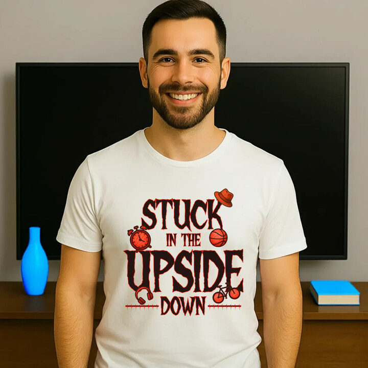 Stuck in the upside down - pro fanoušky seriálu Stranger Things - pánské tričko s potiskem