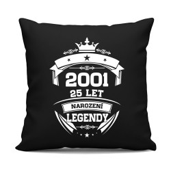 2001 Narození legendy 25 let - černý polštář s potiskem
