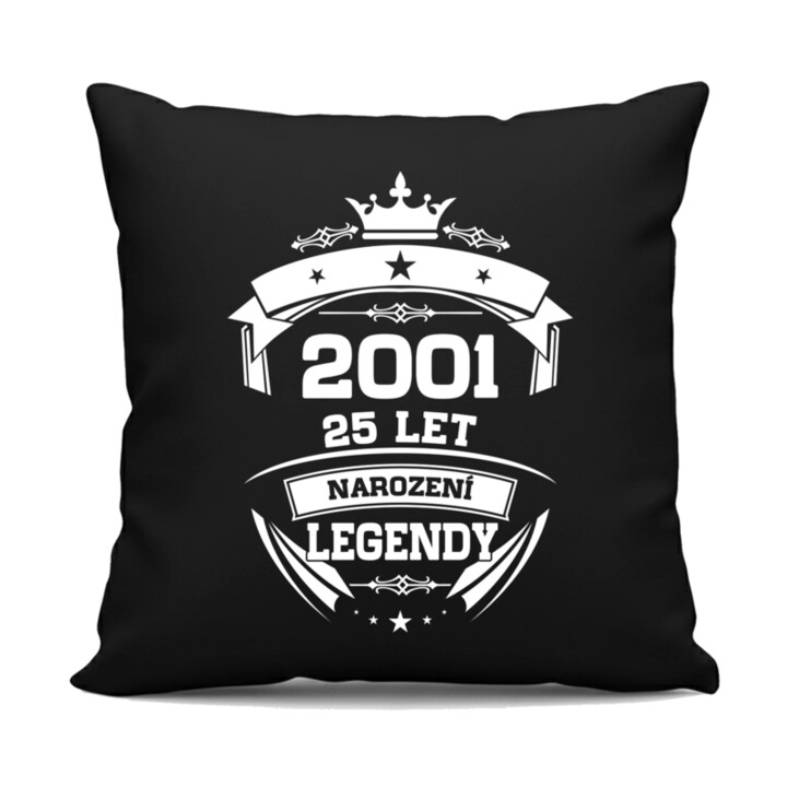 2001 Narození legendy 25 let - černý polštář s potiskem
