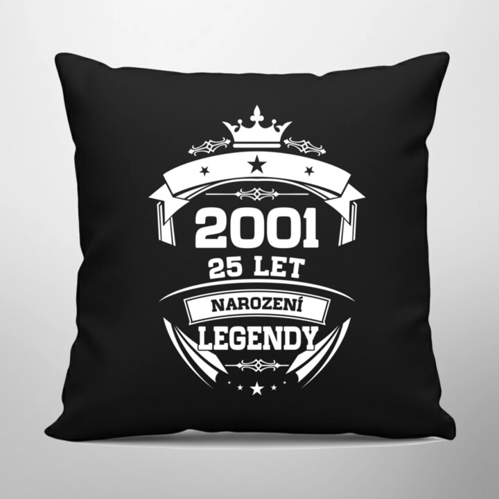 2001 Narození legendy 25 let - černý polštář s potiskem