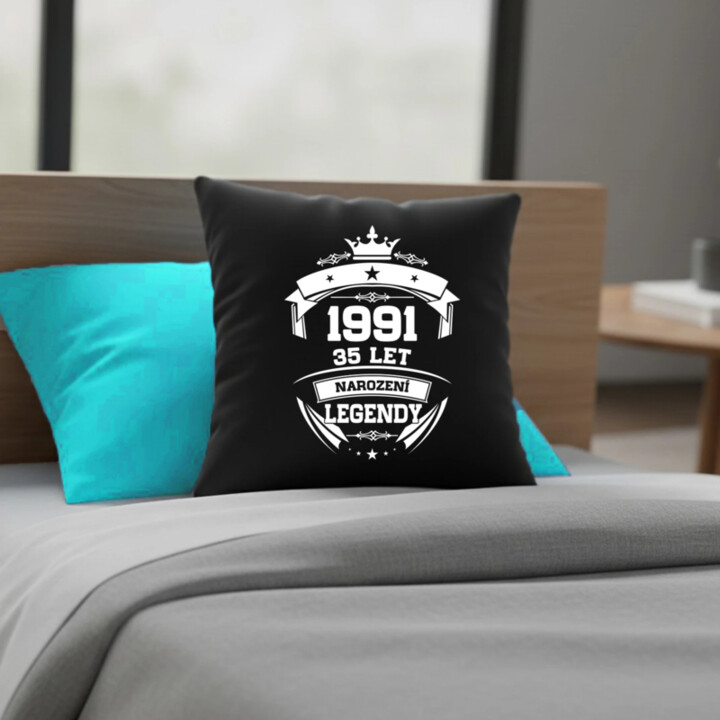 1991 Narození legendy 35 let - černý polštář s potiskem