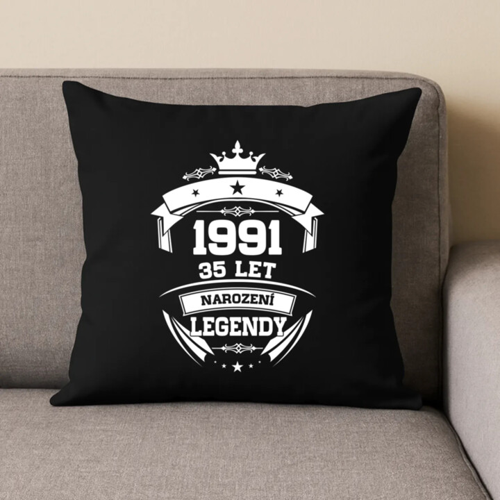 1991 Narození legendy 35 let - černý polštář s potiskem