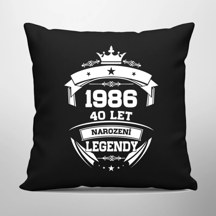 1986 Narození legendy 40 let - černý polštář s potiskem