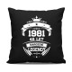 1981 Narození legendy 45 let - černý polštář s potiskem