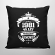 1981 Narození legendy 45 let - černý polštář s potiskem