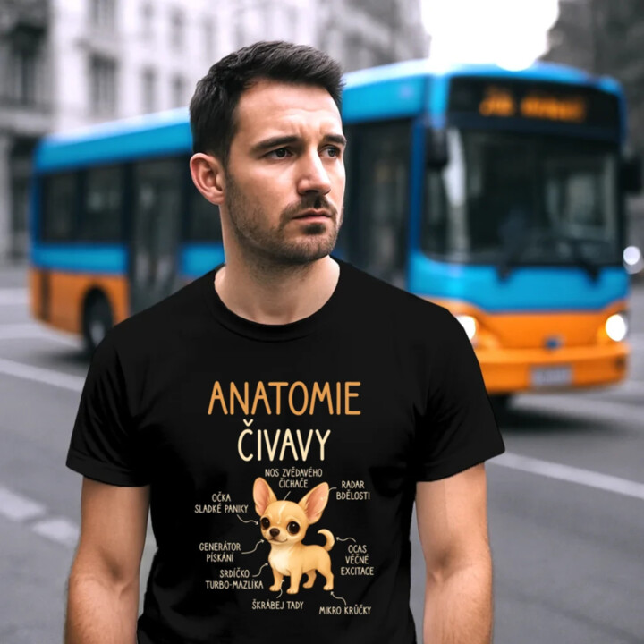 Anatomie čivavy - pánské tričko s potiskem