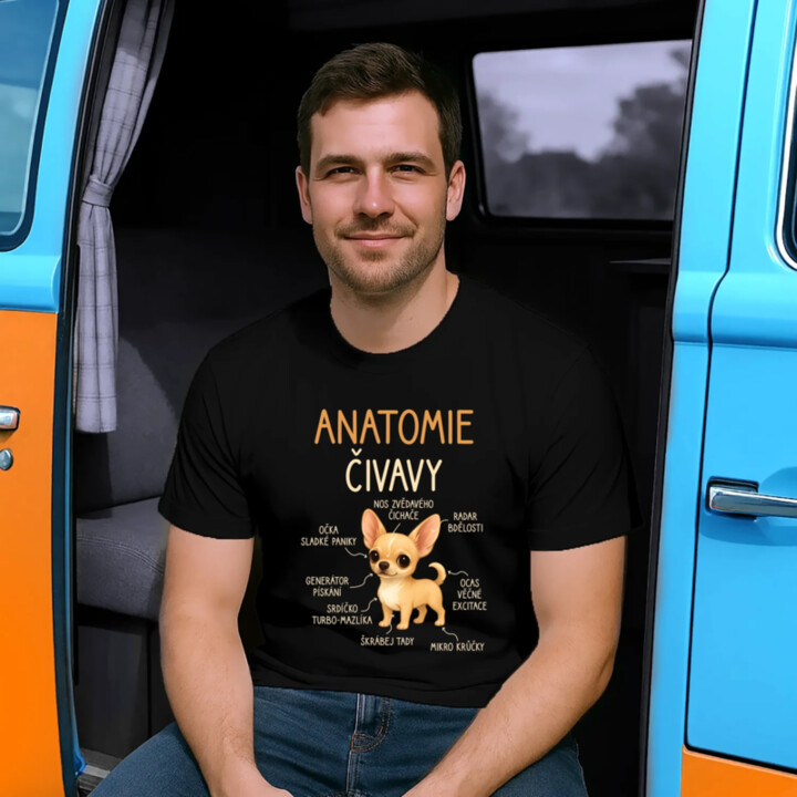 Anatomie čivavy - pánské tričko s potiskem
