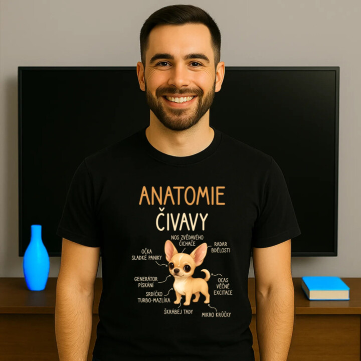 Anatomie čivavy - pánské tričko s potiskem