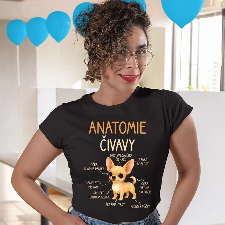 Anatomie čivavy  - dámské tričko s potiskem