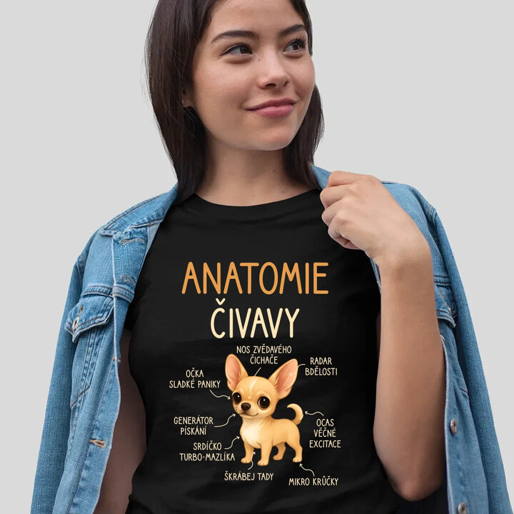 Anatomie čivavy  - dámské tričko s potiskem