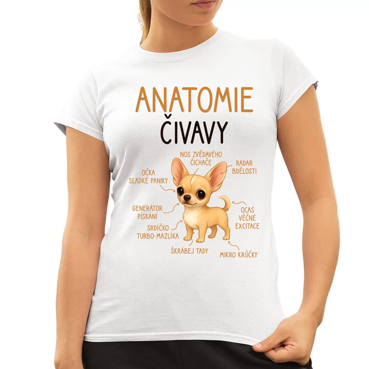 Anatomie čivavy  - dámské tričko s potiskem