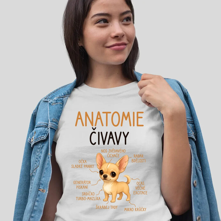 Anatomie čivavy  - dámské tričko s potiskem