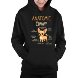 Anatomie čivavy - dětská mikina s kapucí
