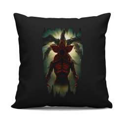 Demogorgon - pro fanoušky seriálu Stranger Things - černý polštář s potiskem