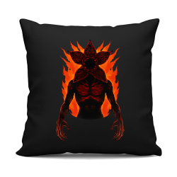 Demogorgon v2 - pro fanoušky seriálu Stranger Things - černý polštář s potiskem