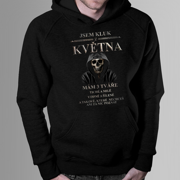 Jsem kluk z května - mám 3 tváře - pánská mikina s potiskem