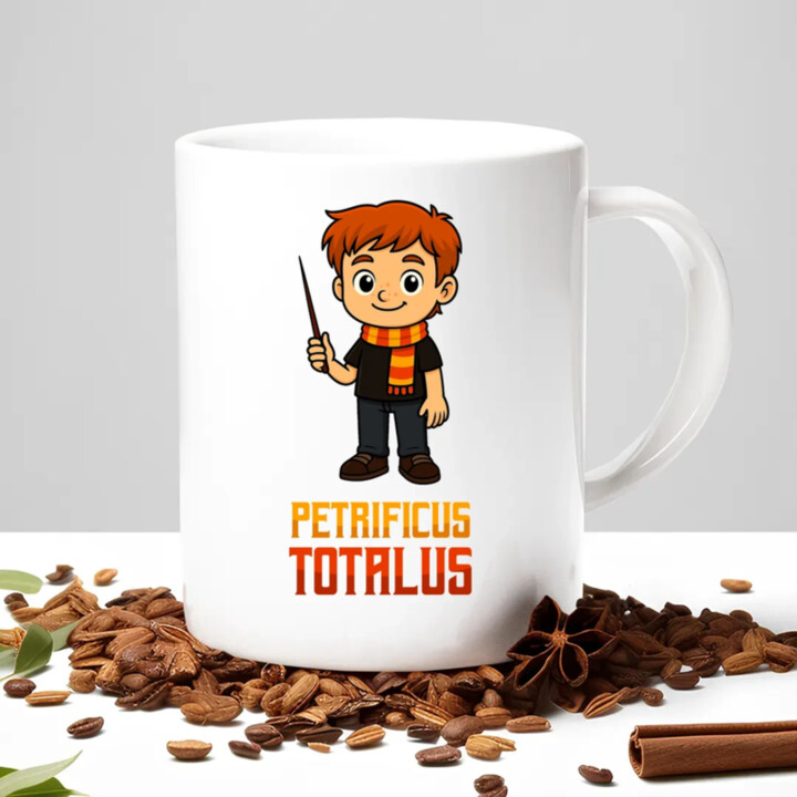 Petrificus Totalus - Ron Weasley - hrnek s potiskem pro fanoušky série Harry Potter