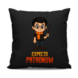 Expecto Patronum - Harry Potter - černý polštář s potiskem pro fanoušky série Harry Potter