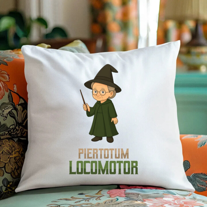 Piertotum Locomotor - Minerwa McGonagall - polštář s potiskem pro fanoušky série Harry Potter