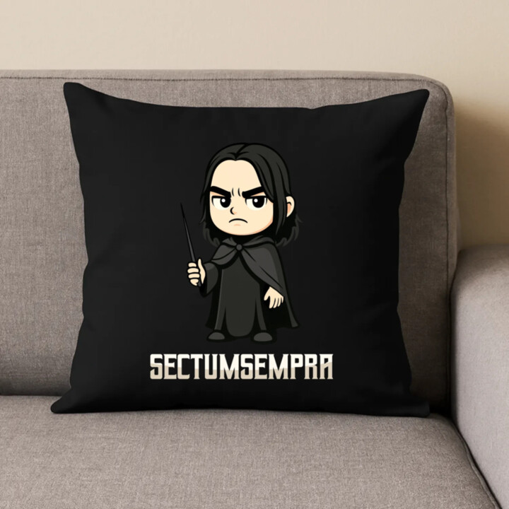 Sectumsempra - Severus Snape - černý polštář s potiskem pro fanoušky série Harry Potter